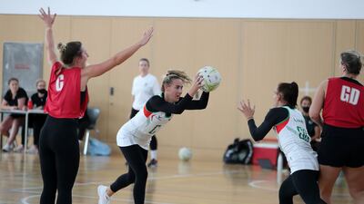 UAE Falcons captain Carly Lewis in possession. Pawan Singh / The National