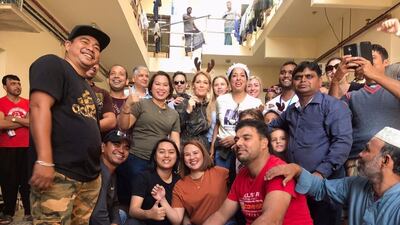 Volunteers from the British Expats Dubai social media group delivered Christmas comfort packs to more than 300 workers at labour accommodation in Al Quoz. Lisa Jackson-Rojas.