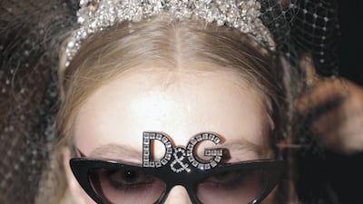 Bejewelled tiaras were paired with heavily branded sunglasses. Courtesy Dolce & Gabbana