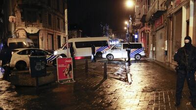 Police block a street in the eastern Belgian town of Verviers after an anti-terrorist operation on January 15, 2015. Olivier Hoslet / EPA