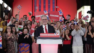 Labour leader Keir Starmer celebrates winning the UK general election with a speech at Tate Modern in central London. Getty Images