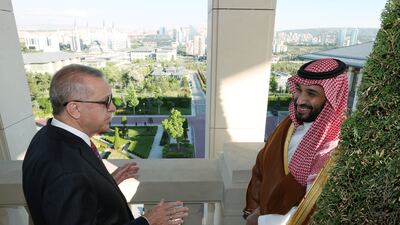 Turkish President Recep Tayyip Erdogan and Saudi Crown Prince Mohammed bin Salman meet in Ankara. Reuters
