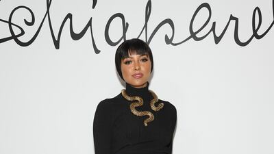 'The Vampire Diaries' actress Kat Graham attends the Schiaparelli Haute Couture Spring/Summer 2020 show. Getty Images