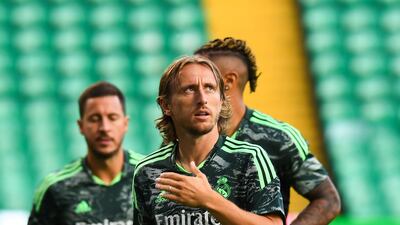 Real Madrid's midfielder Luka Modric during training at Celtic Park in Glasgow ahead of their Champions League opener on Tuesday. AFP