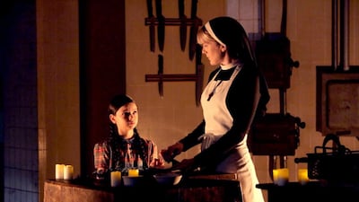 Nikki Hahn and Lily Rabe in American Horror Story: Asylum, the show with the most Emmy nominations of 2013. Byron Cohen / FX