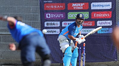 India's Rishabh Pant bats during a practice session. AFP