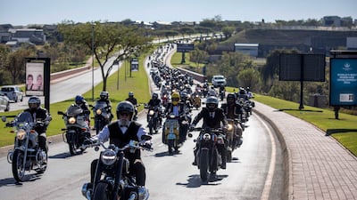 Motorcyclists enjoy the annual Distinguished Gentleman's Ride in Johannesburg, South Africa. EPA