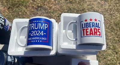 An abundance of Trump merchandise was available at the rally in Salem, Virginia. Cody Combs / The National