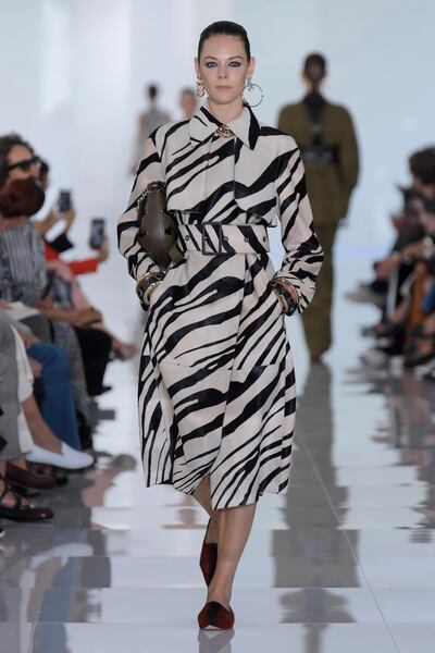 Toned down zebra print from Roberto Cavalli's spring/summer collection. Courtesy Roberto Cavalli