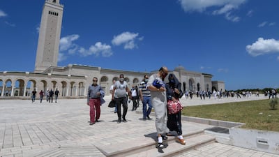 Tunisians attend Friday prayer at the Malek Ibn Anas Mosque in Carthage near the capital Tunis. AFP