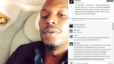 Tyrese Gibson as he left the UAE after filming for Fast & Furiuos 7.
