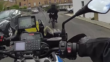 A police officer on a Sur-Ron bike chases a suspect in London. Metropolitan Police