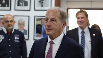 Michel Issa, the American ambassador to Lebanon, after a meeting with Lebanese Foreign Minister Youssef Rajji in Beirut. Reuters