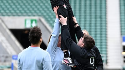 The Duchess of Cambridge was lifted to catch a ball during a lineout. Getty Images