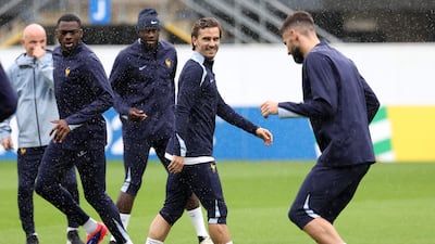 France forward Antoine Griezmann, centre, takes part in training on the eve of their Euro 2024 last-16 game against Belgium. AFP