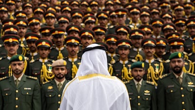 Sheikh Mohamed speaks with graduates