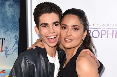 Cameron Boyce and Salma Hayek arrive at a screening of Kahlil Gibran's 'The Prophet' on July 29, 2015 in Los Angeles. Getty Images