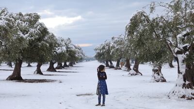 A girl from the Salat Zagrous camp for internally displaced Syrians in northern Syria, in January. EPA