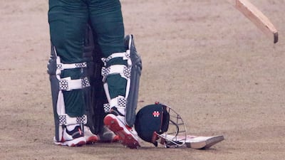 Pakistan's Mohammad Rizwan celebrates his century against South Africa. EPA