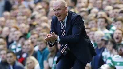 Rangers manager Mark Warburton reacts during his team's matcha against Celtic last weekend. Russell Cheyne / Reuters / September 10, 2016