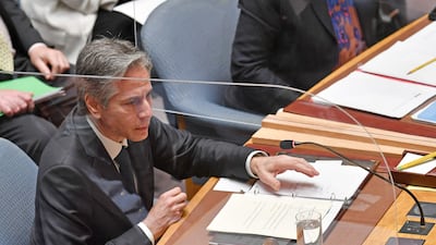 US Secretary of State Antony Blinken attends a UN Security Council ministerial debate in New York. AFP