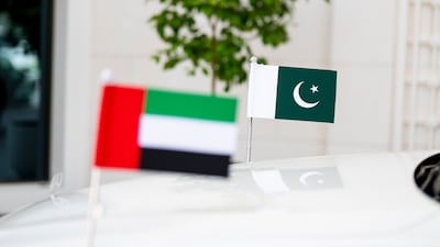 UAE and Pakistan flags displayed on a motorcade
