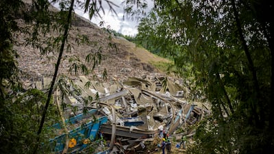 Rescuers search for survivors. Getty Images
