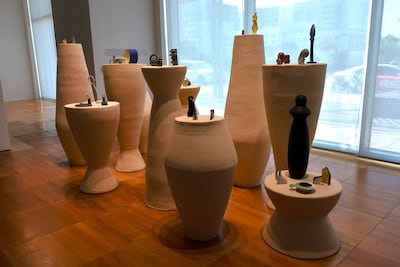 Earthly Wonders, Celestial Beings (2024) by contemporary Iraqi artist Rand Abdul Jabbar. Victor Besa / The National