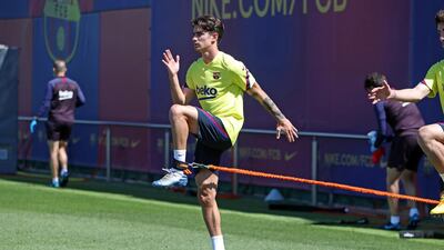 Alex Collado during a training session at Ciutat Esportiva Joan Gamper. Getty Images
