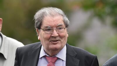 John Hume arrives for the funeral of the former Bishop of Derry, Dr Edward Daly, at St Eugene's Cathedral in the city four years ago. Getty Images