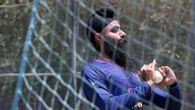 Simranjeet Singh trains for UAE's tour of Netherlands, which is part of the Cricket World Cup League Two