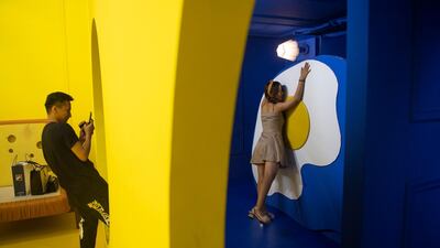 The pop-up installation is described by organisers as "created to share the universal love of eggs and provide a momentary escape from the city". AFP