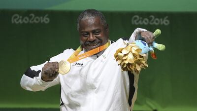 Mohammed Khalaf wins the UAE's first gold medal of the Rio 2016 Paralympic Games in the -88kg powerlifting. Sergio Moraes / Reuters