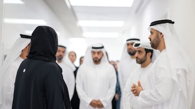 Sheikh Theyab at a hospital where some of the injured Palestinian children and their families are being treated by medical professionals