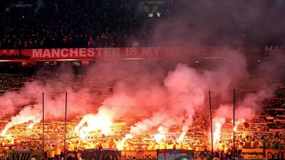 Young Boy's fans during the Uefa Champions League Group H match against Manchester United at Old Trafford. EPA
