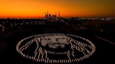 The Year of Zayed icon is lit up by solar lanterns in Abu Dhabi. Coutesy Zayed Future Energy Prize
