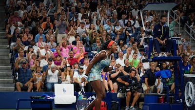Cori Gauff celebrates her second-round win at the US Open. AFP