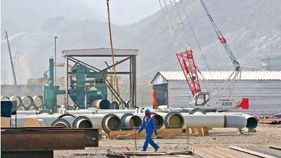 Construction continues on the Abu Dhabi Crude Oil Pipeline in Fujairah. Amy Leang/The National