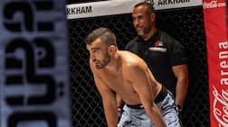 PFL MENA 9 Mohammad Yahya (UAE) vs Mehdi Saadi (Tun). Antonie Robertson/The National