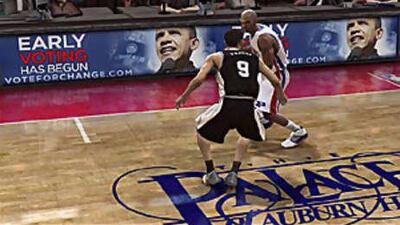 An advert for Barack Obama has been inserted into the XBox360 Live version of the video game NBA Live 08.