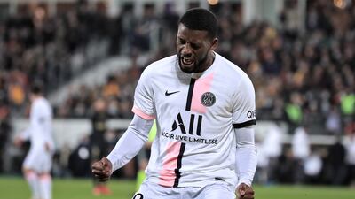 Paris Saint-Germain's Georginio Wijnaldum reacts after scoring to make it 1-1. EPA