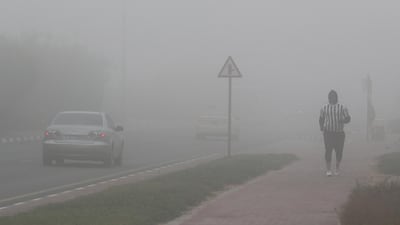 Forecasters warned of reduced visibility as the winter season brings more fog to the UAE. Pawan Singh / The National.