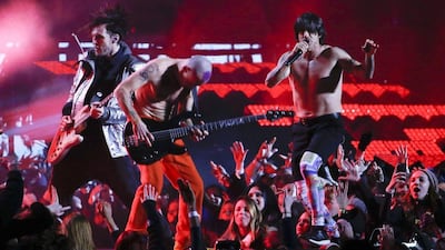 US group Red Hot Chili Peppers will rock out in front of the Egyptian pyramids in March. Matt York / AP
