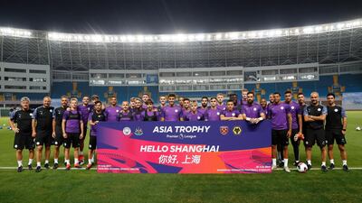 The Manchester City squad pose for a team photograph.