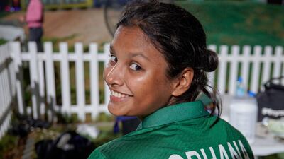 Sobhana Mostary puts an ice pack her hand due to an injury.
