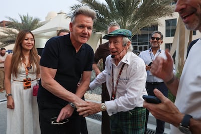 Gordon Ramsay and Sir Jackie Stewart at Yas Marina Circuit ahead of the Abu Dhabi Grand Prix. AFP