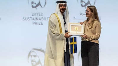 The Zayed Sustainability Awards held at ADNEC as part of Abu Dhabi Sustainability Week. Antonie Robertson / The National