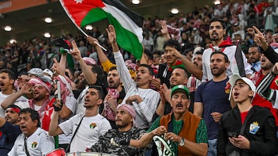 Fans of Jordan celebrate after their side beat South Korea to reach the final of the Asian Cup in Qatar. EPA