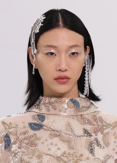 Silvery eyelids at Fendi haute couture. Getty