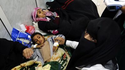 Cholera-infected Yemenis receive treatment at a hospital in Sanaa, Yemen on May 8, 2017. According to the World Health Organisation, more than 1,300 cases of cholera have been reported since April 27, 2017. Yahya Arhab/EPA